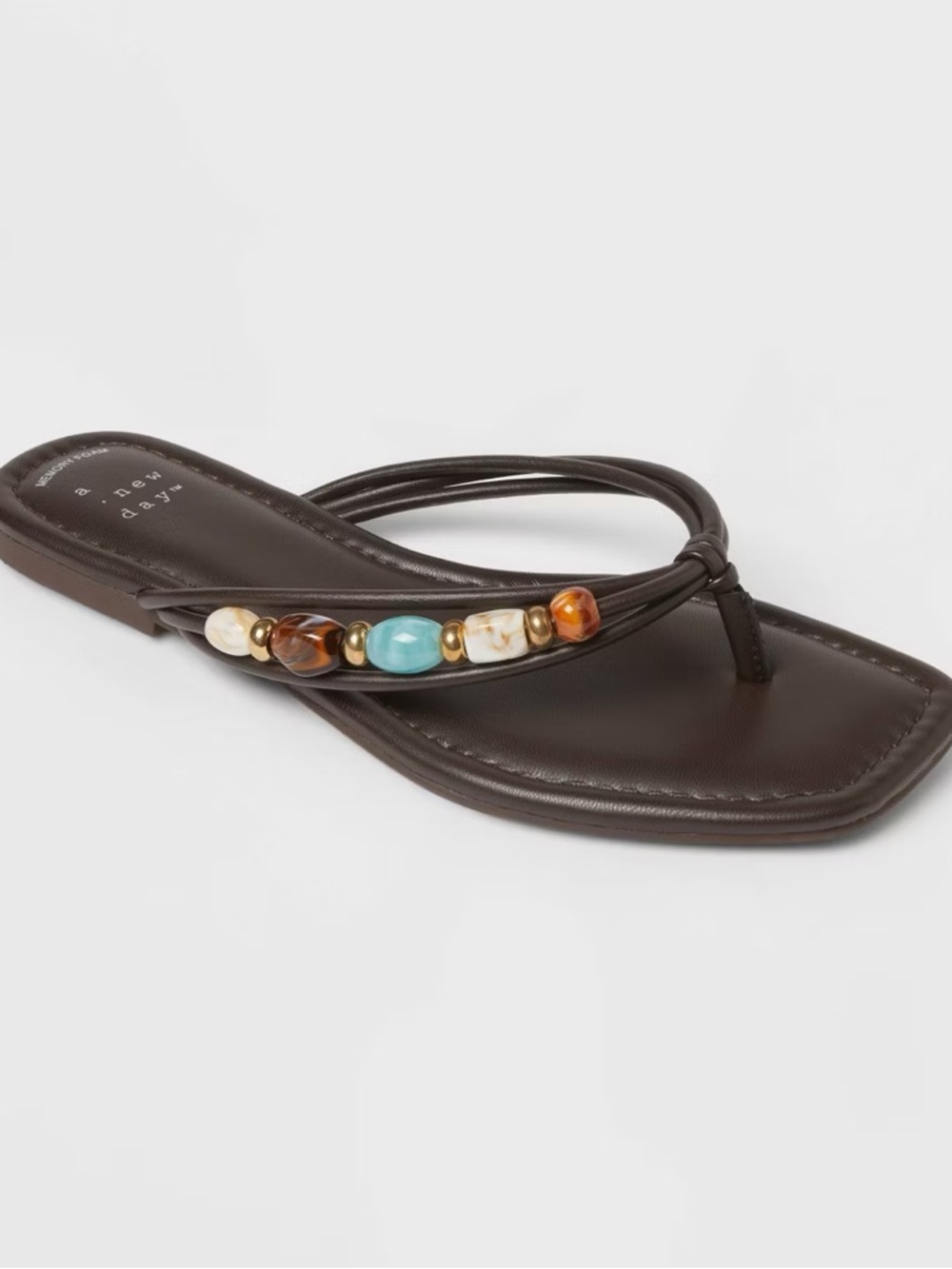 NWT Target Brown Beaded Flip Flops